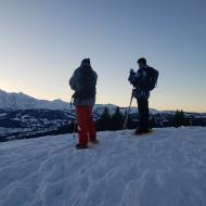 Lever de soleil au sommet - balade collective à raquette