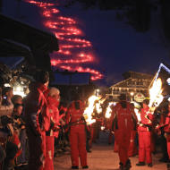 Torchlight descent by ESF instructors and fireworks display