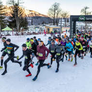 Twilight running races on snow in the Margeriaz ski area