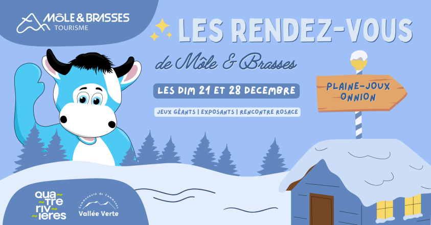 Visuel Facebook pour l'édition 2025 des Rendez-vous de Môle & Brasses à Plaine-Joux avec Rosace la mascotte de l'Office de Tourisme 