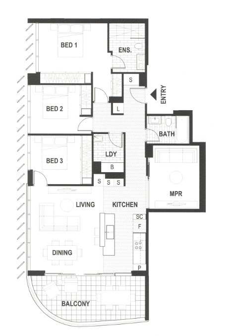 3 Bedroom 2 Bathroom Apartment 