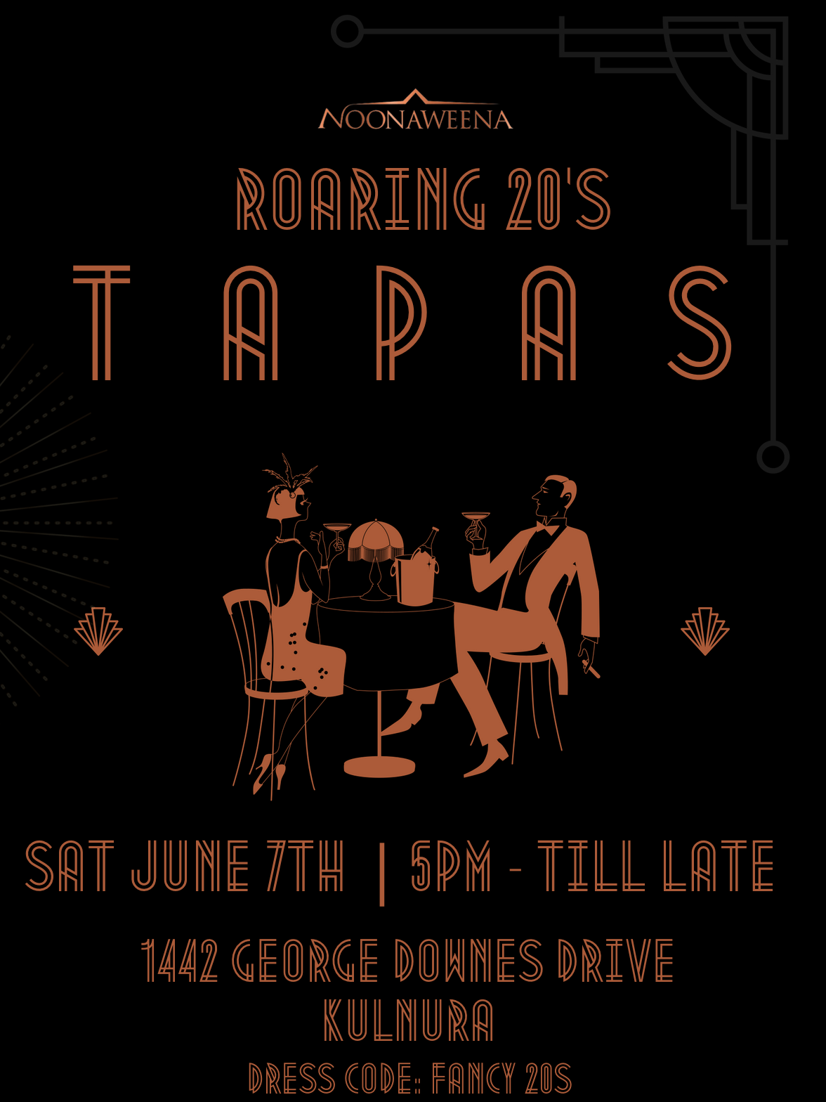 Roaring 20's Tapas Night Sat 7th June 5pm-Late 
