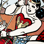 Vintage comics. Wonder Woman tying up an enemy's hands behind their back.