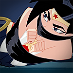 Wonder Woman tied down and gagged (from the Justice League Action show).
