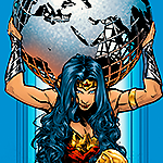 Cover of the issue. Diana holds a model of the planet Earth over her shoulders, like Atlas.