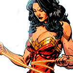 Diana wraps her lasso of truth around herself (and Cheeta and Hera, off-screen).