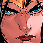 Extreme close up to Diana's frown during her fight with Ares.
