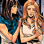 Diana comforting a weepy Kara after her sister's death.