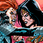 Vanessa/Silver Swan and Diana fighting face to face, with furious expressions.