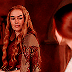 Game of Thrones. Cersei looking at Sansa over her shoulder.