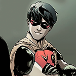 Jason in his Robin days, smiling and posing for the camera.
