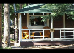 Cabin exterior at Johnston Canyon Resort.