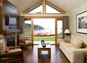 Cottage living room at Mayne Island Resort and Spa.