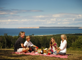 Family picnic at Chimney Corners Resort.