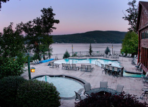 Outdoor pool at The Lodges at Cresthaven on Lake George.