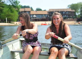 Row boating on the lake at Baker's Sunset Bay Resort.