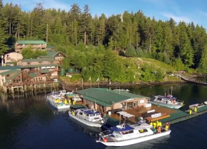 Aerial view of portsman's Cove Lodge.