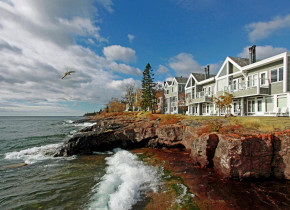 Resort view at Bluefin Bay on Lake Superior.