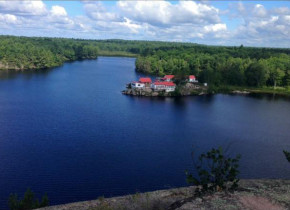 Aerial view of Crooked Lake Wilderness Lodge.