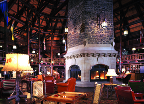 Lobby view at Fairmont Le Chateau Montebello.
