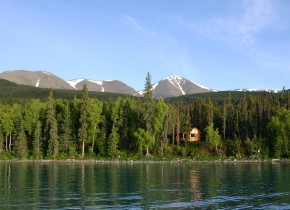 Cabin exterior at Kenai Backcountry Lodge.