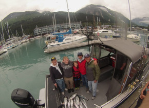 Family fishing at Trail Lake Lodge.