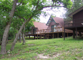A frame cabins at Calm Waters Resort.