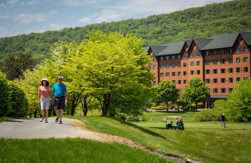 Stroll along the lake path at Rocky Gap Casino Resort.