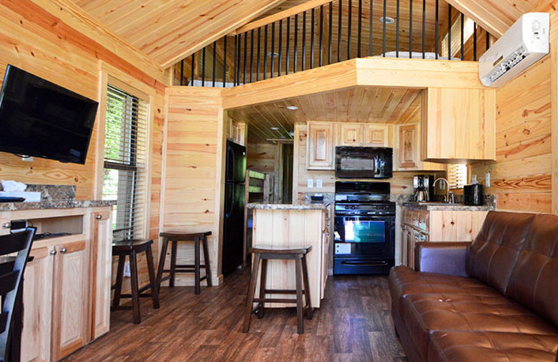 Cabin interior at Yogi Bear's Jellystone Park Guadalupe.