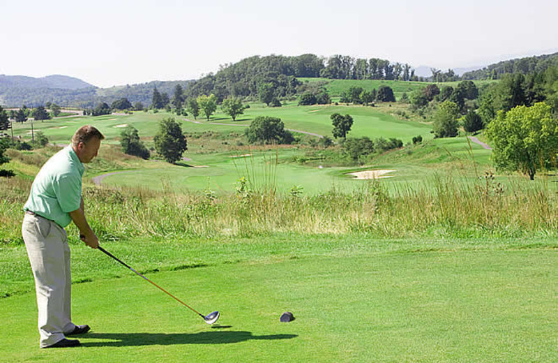 Playing golf at Rocky Gap Casino Resort.
