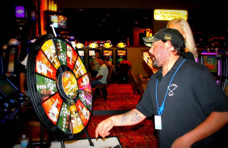 Playing the prize wheel at Rocky Gap Casino Resort.