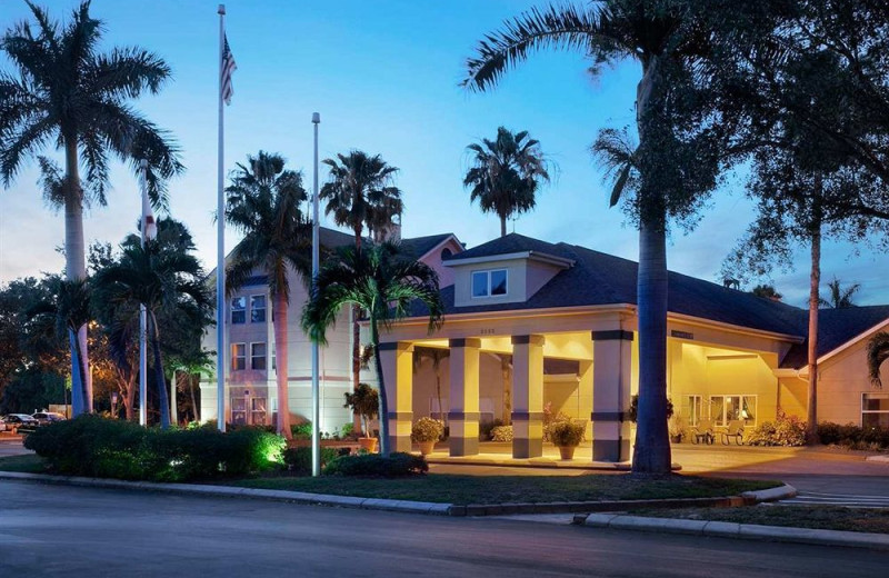 Exterior view of Homewood Suites by Hilton Ft. Myers Bell Tower Hotel.