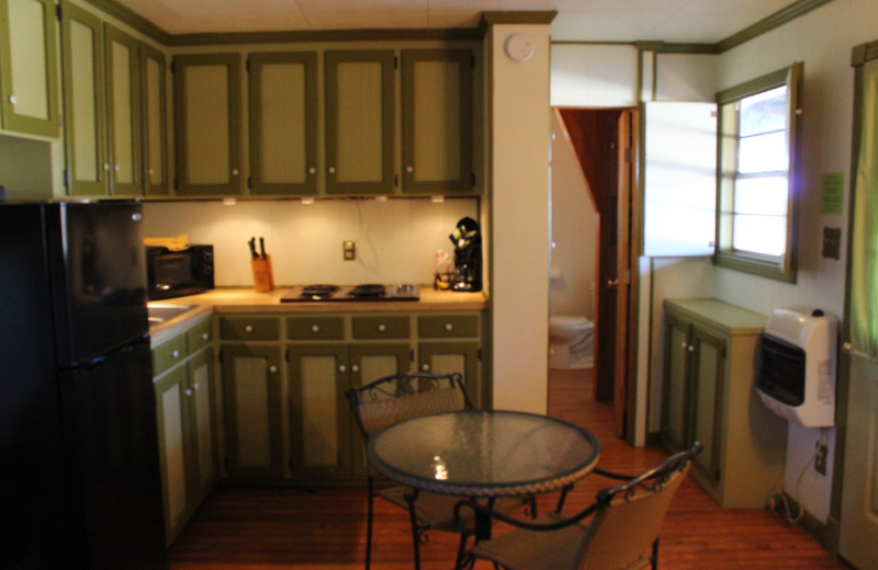 Cabin kitchen at The Exotic Resort Zoo.