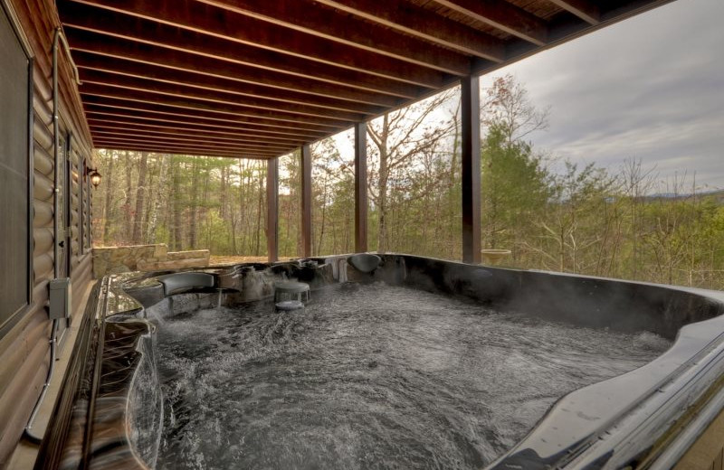 Rental hot tub at My Mountain Cabin Rentals.