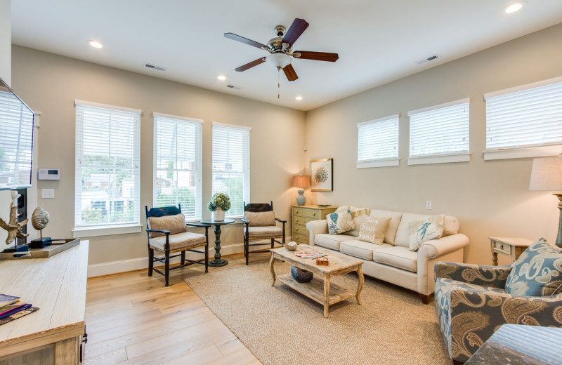 Rental living room at Coastal Accommodations.