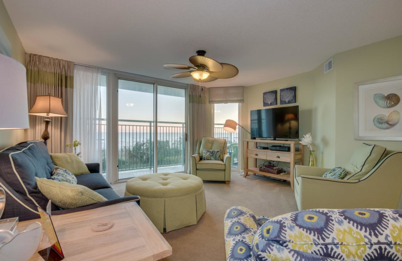 Rental living room at North Beach Vacation Rentals.