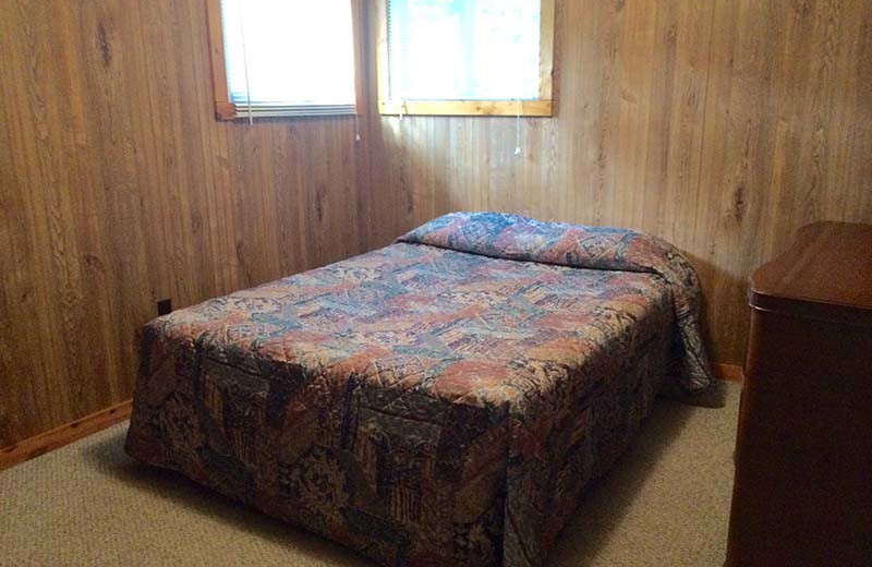 Cottage bedroom at Popp's Resort.