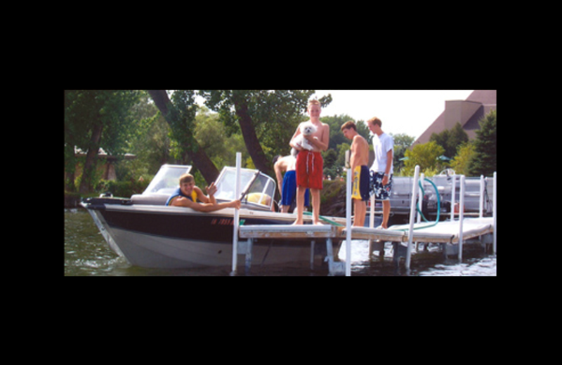 Family on dock at Shady Lawn Resort.