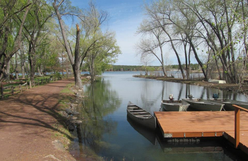 Lake dock at Lazy Oaks Resort.