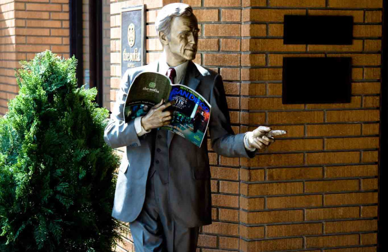 Statue by building at The Sofia Hotel.