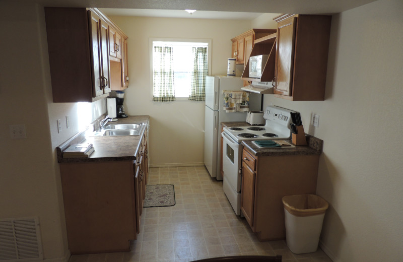 Timber Oaks Cottage kitchen at Tribesman Resort.