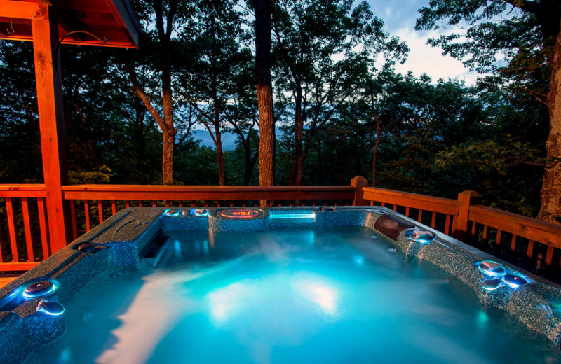 Rental hot tub at Nevaeh Cabin Rentals.