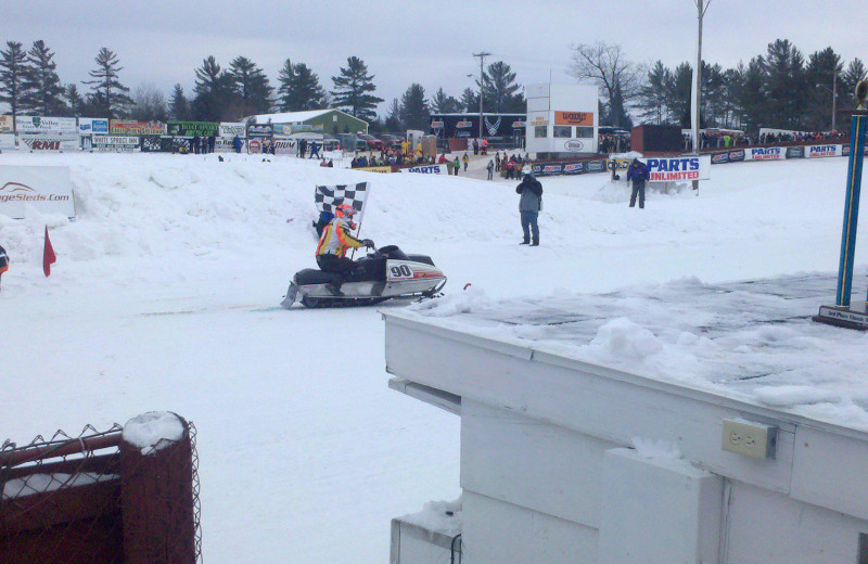 Snowmobiling at Pitlik's Sand Beach Resort.