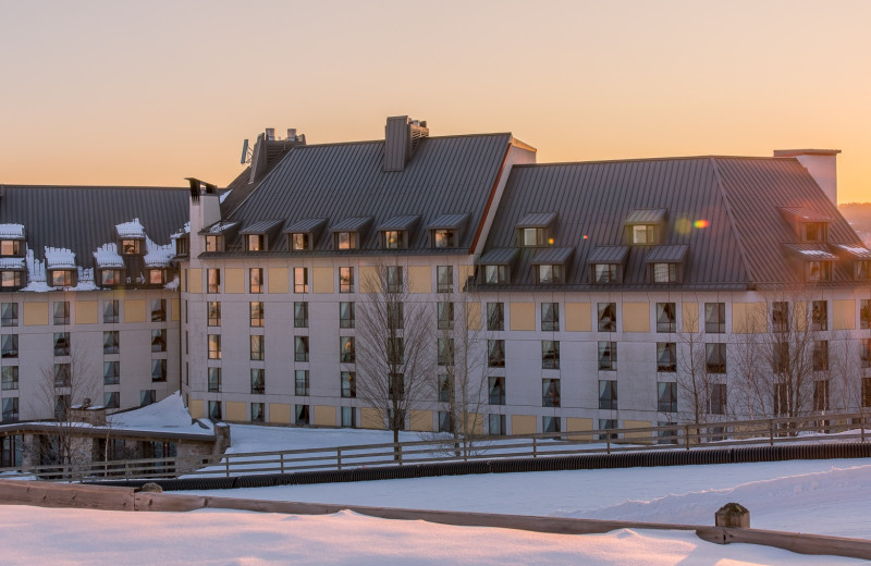 Winter exterior at Fairmont Tremblant Resort.