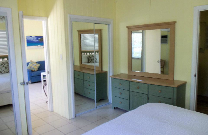 Bedroom dresser and mirror at Coral Bay Resort. 