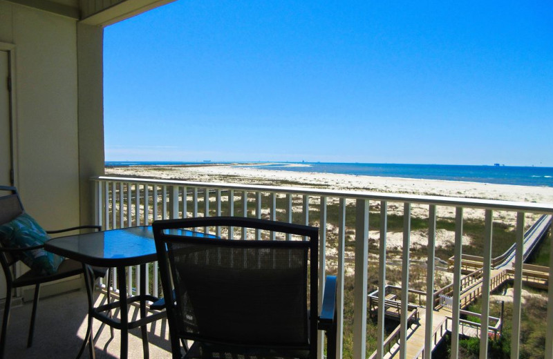 Rental balcony at Beachfront Rentals.