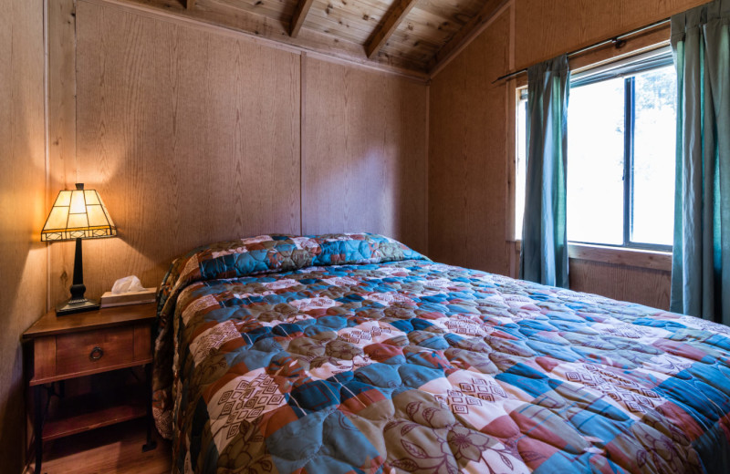 Cabin bedroom at Indian Hot Springs.