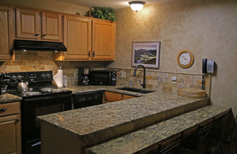 Rental kitchen at Range View Rentals.