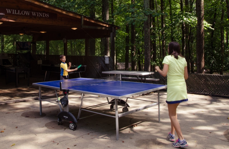 Game area at Asheville Cabins of Willow Winds.