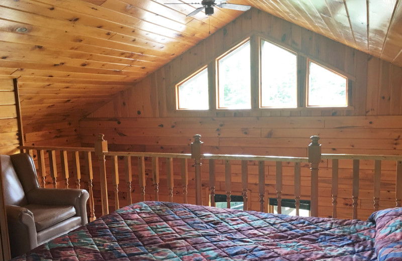 Cabin bedroom at Golden Eagle Lodge.